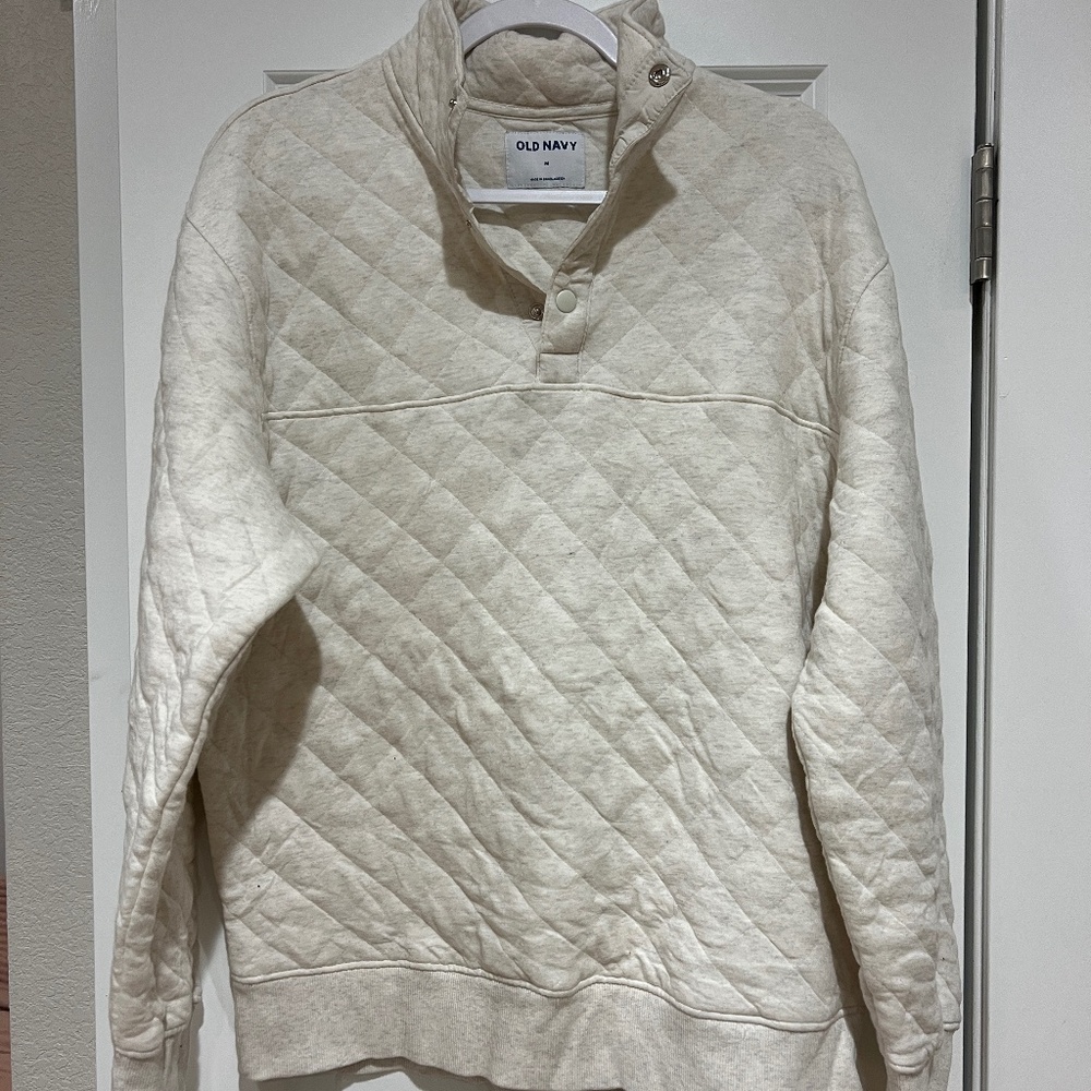 Cream Quilted Sweatshirt